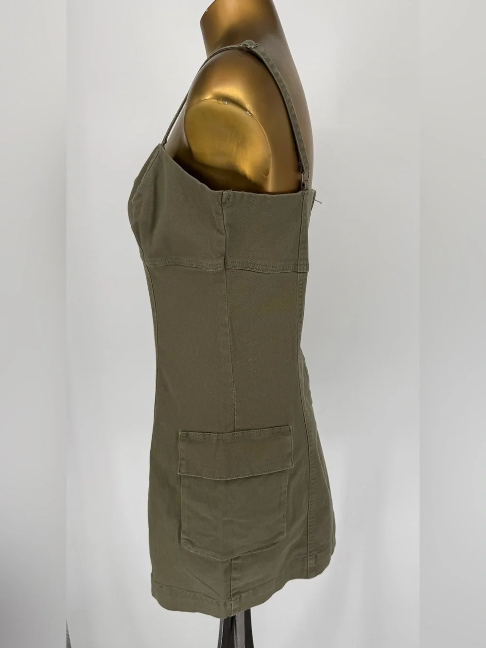 Cotton On Olive Green Cargo Mini Dress with Spaghetti Straps Size Medium
